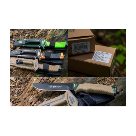 Нож Ganzo G8012 черный, с чехлом - фото 11