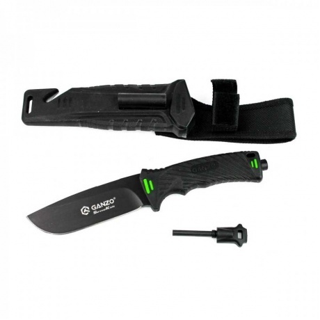 Нож Ganzo G8012 черный, с чехлом - фото 6