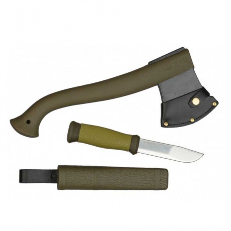 Набор Morakniv Outdoor Kit MG, нож Mora 2000 + топор (зеленый) - фото 1