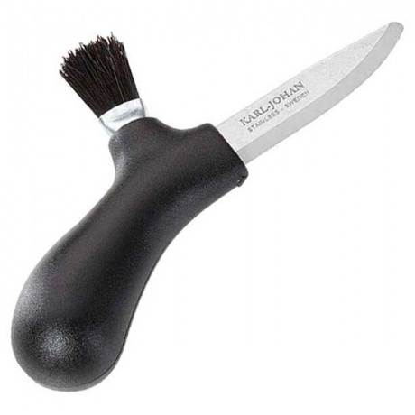 Нож Morakniv Karl-Johan для грибов, нержавеющая сталь, цвет черный, щетка из конского волоса - фото 1