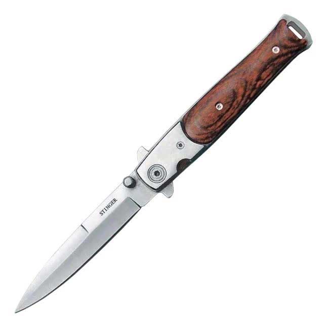 Нож Stinger, 100 мм, серебристо-коричневый нож складной stinger 9 см лезвие 3cr13 рукоять дерево