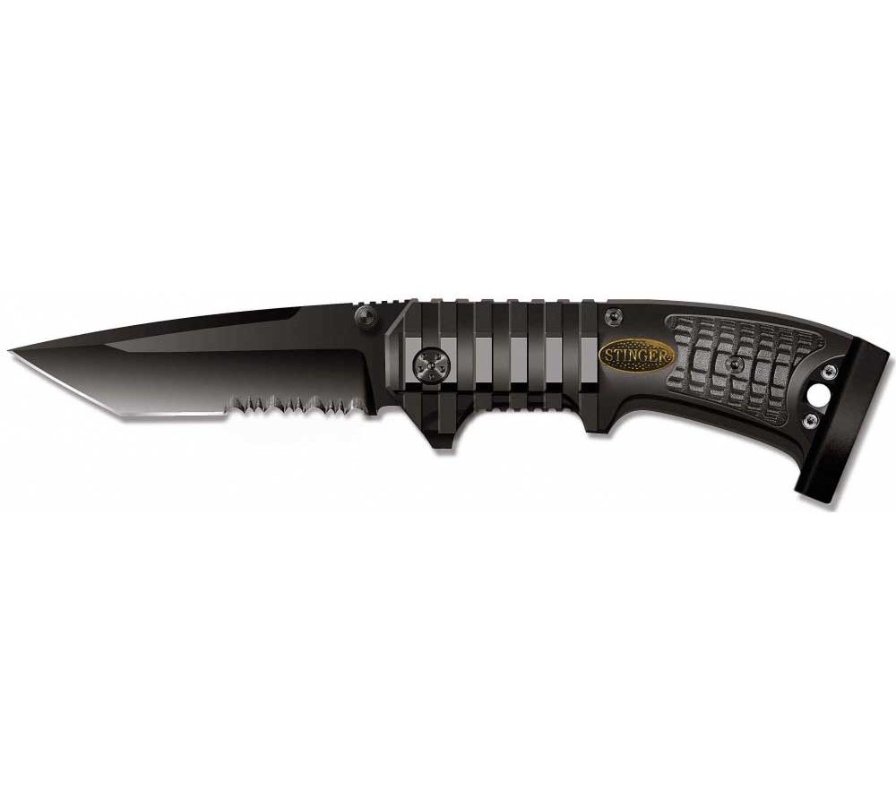Нож Stinger, 90 мм, черный нож stinger 85 мм серебристо коричневый