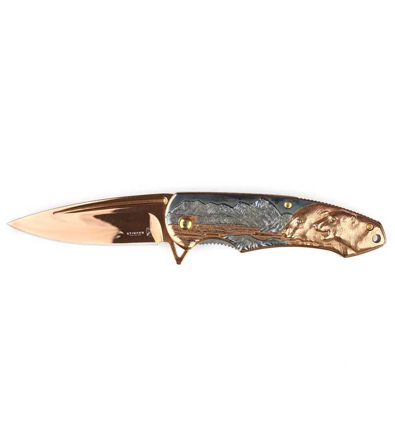 Нож Stinger, 84 мм, бронзовый нож boker 01bo388 texas tooth pick flipper g 10