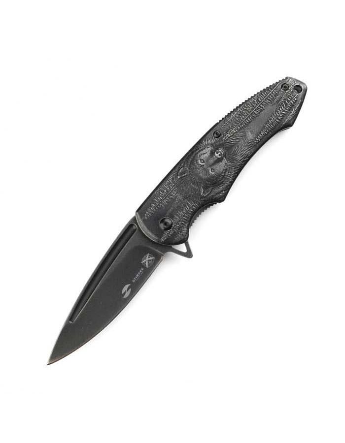 Нож Stinger, 82 мм, чёрный с медведем нож stinger 71 мм коричневый