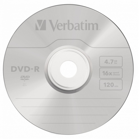 Диск DVD-R Verbatim 4.7Gb 16x Jewel case (5шт) (43519) - фото 1