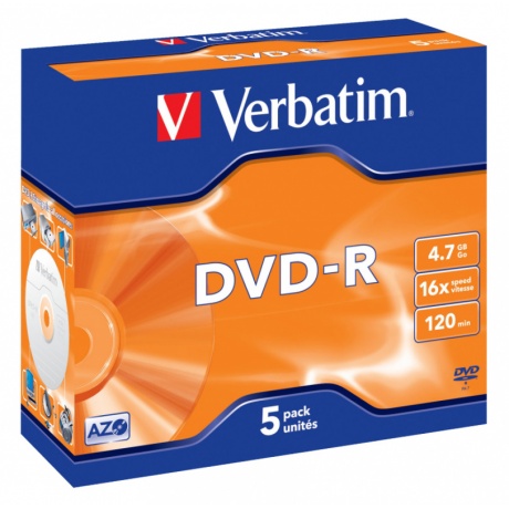 Диск DVD-R Verbatim 4.7Gb 16x Jewel case (5шт) (43519) - фото 2