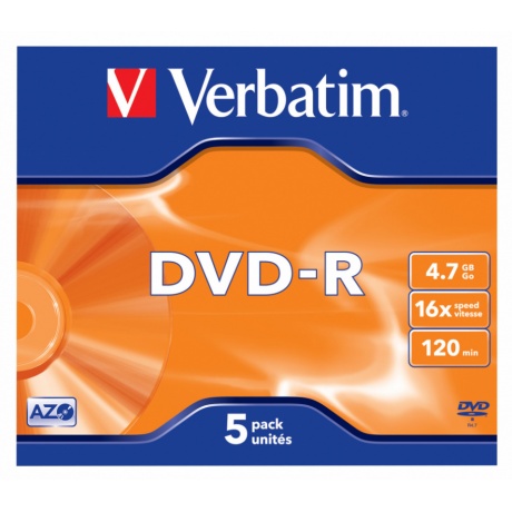 Диск DVD-R Verbatim 4.7Gb 16x Jewel case (5шт) (43519) - фото 3
