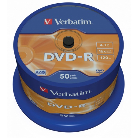 Диск DVD-R Verbatim 4.7Gb 16x Cake Box (50шт) (43548) - фото 2