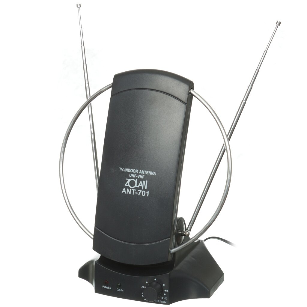 Антенна комнатная  модель ANT-701 (МВ/ДМВ/FM, 26-28 дБ)