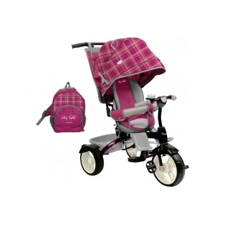 Велосипед детский, от 8 мес., 3-х колесный, вишневый в клетку ВД...