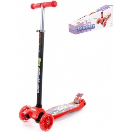 Детский самокат Полесье с наклейкой V1 красно-чёрный арт 0072-V1К-Ч 2566₽