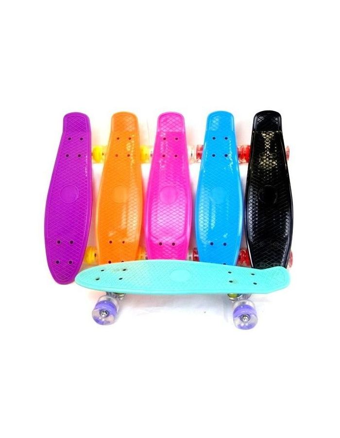 Скейтборд однотонный со светящимися колесами,в пакете 2300-1 - фото 1