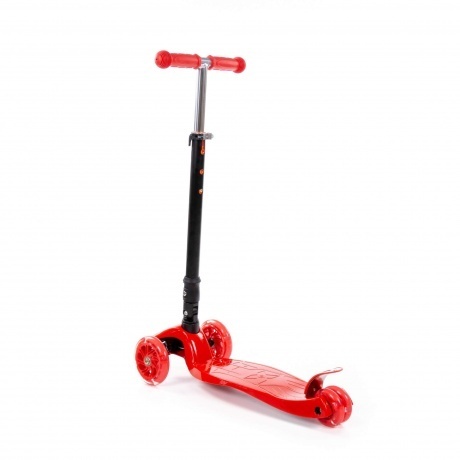 Детский самокат Полесье со складной ручкой красно-чёрный - фото 4