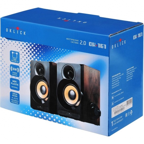 Колонки Oklick OK-161 2.0 темное дерево 6Вт - фото 8