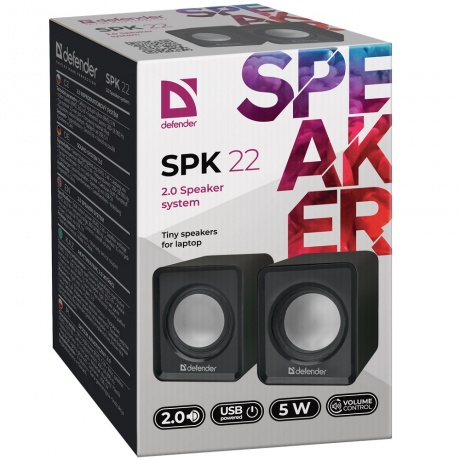 Колонки система Defender SPK 22 черный 5 Вт питание от USB - фото 2