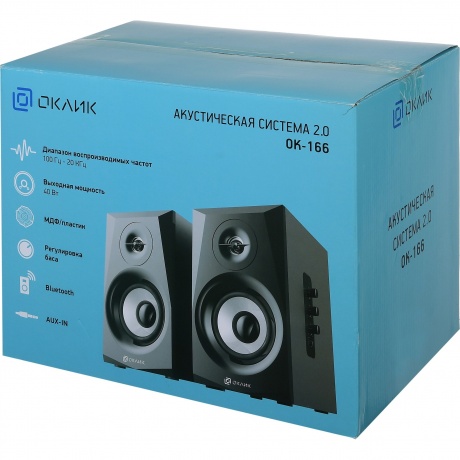 Колонки Oklick OK-166 BT 2.0 черный 40Вт - фото 19