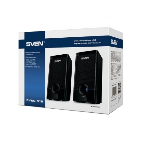 Колонки Sven 318 2.0 черный 6Вт - фото 6