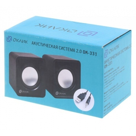 Колонки Oklick OK-331 2.0 черный 6Вт - фото 9