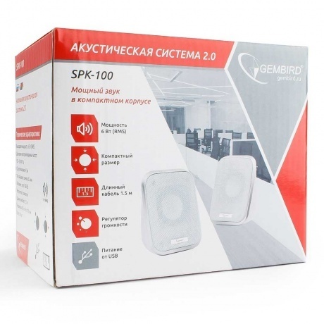 Колонки Gembird SPK-100-W 2.0 White - фото 4