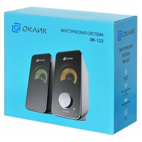 Колонки Oklick OK-122 2.0 черный 4Вт - фото 8