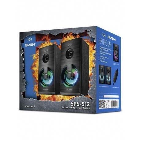 Колонки Sven SPS-512 2.0 чёрные (SV-020156) - фото 6
