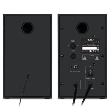 Колонки SVEN SPS-621 2.0 чёрные 2x14W, Bluetooth, дерево - фото 3