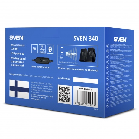 Колонки SVEN 340 2.0 чёрные 2x3W, USB, Bluetooth - фото 9