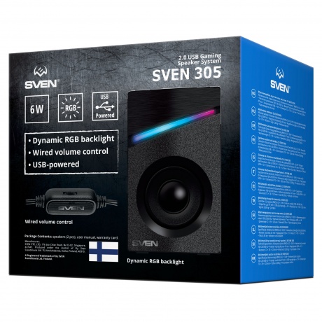 Колонки SVEN 305 2.0 чёрные USB,  2x3 Вт, RGB подсветка - фото 8