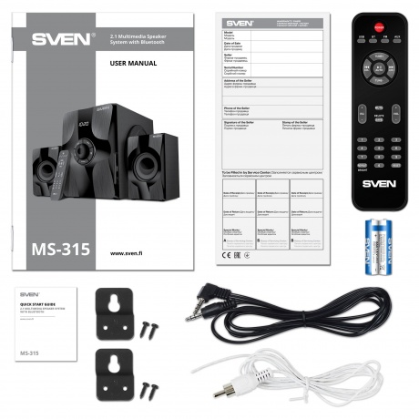 Колонки SVEN MS-315 2.1 чёрные 2x13W +  20W, Bluetooth, ПДУ, USB flash, LED-дисплей, FM-радио - фото 8
