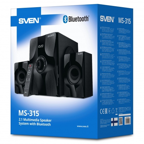 Колонки SVEN MS-315 2.1 чёрные 2x13W +  20W, Bluetooth, ПДУ, USB flash, LED-дисплей, FM-радио - фото 9