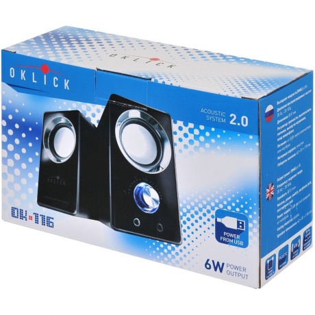 Колонки Oklick OK-116 2.0 черный 6Вт - фото 6