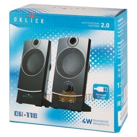 Колонки Oklick OK-118 2.0 черный 4Вт - фото 3