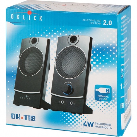 Колонки Oklick OK-118 2.0 черный 4Вт - фото 6