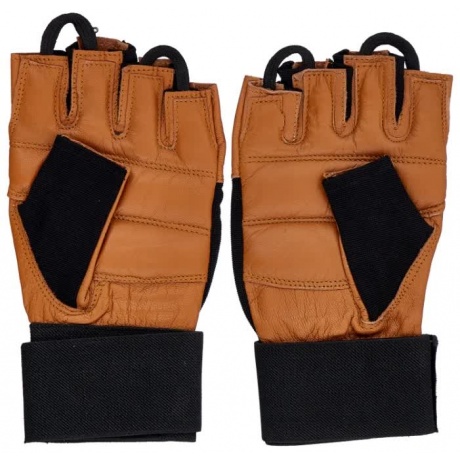 Перчатки для фитнеса  INDIGO с широким напульсником н/к, SB-16-1073, Коричнево-черный, L - фото 2