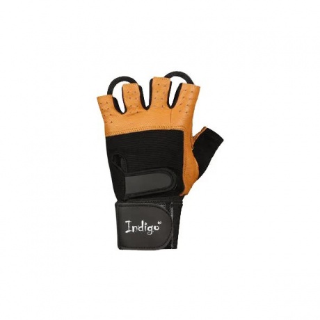 Перчатки для фитнеса  INDIGO с широким напульсником н/к, SB-16-1073, Коричнево-черный, L - фото 4