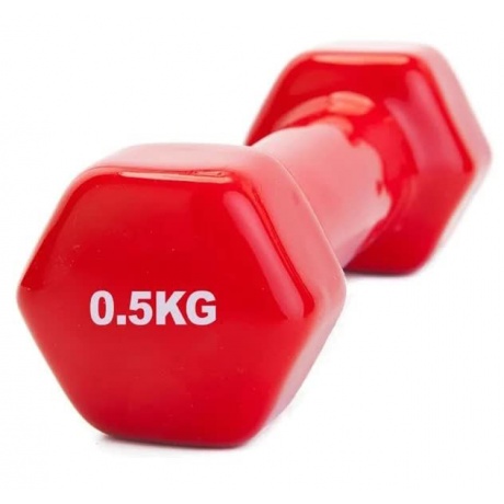 Гантель обрезиненная 0,5 кг, красная (rubber covered barbell  0.5 kg red) - фото 2