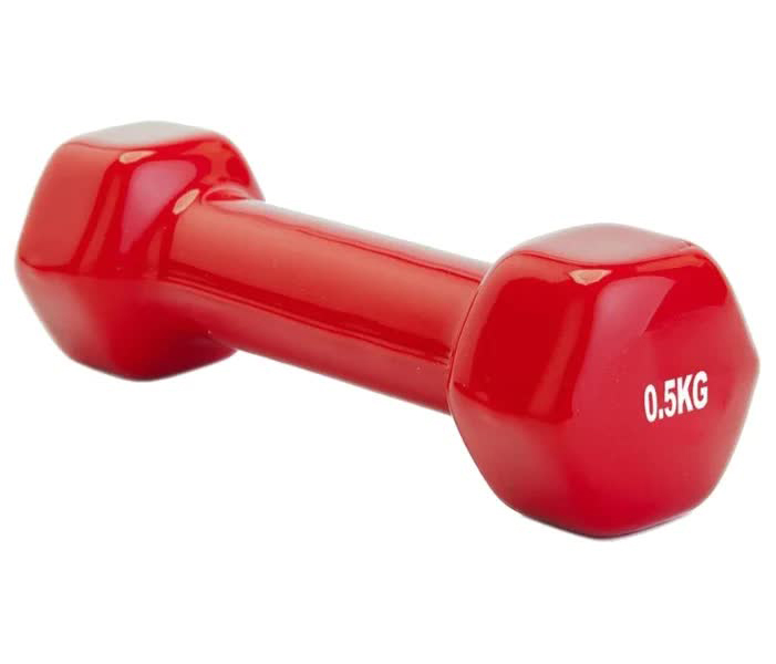 Гантель обрезиненная 0,5 кг, красная (rubber covered barbell  0.5 kg red)