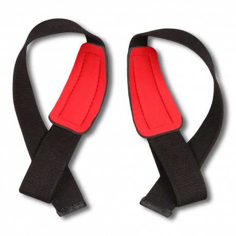 Лямки страховочные для штанги, обратная петля, усиленная с неопреновыми накладками SM-254 Черно-красный - фото 1