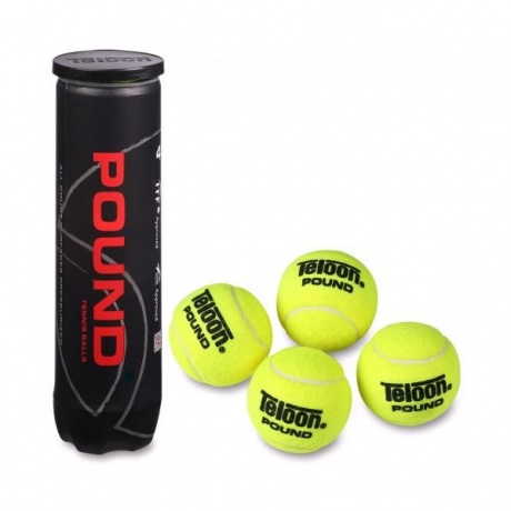 Мяч для большого тенниса TELOON (4 шт в тубе) профессиональный Pount-TOUR, 828Т Р4, Желтый, - фото 1