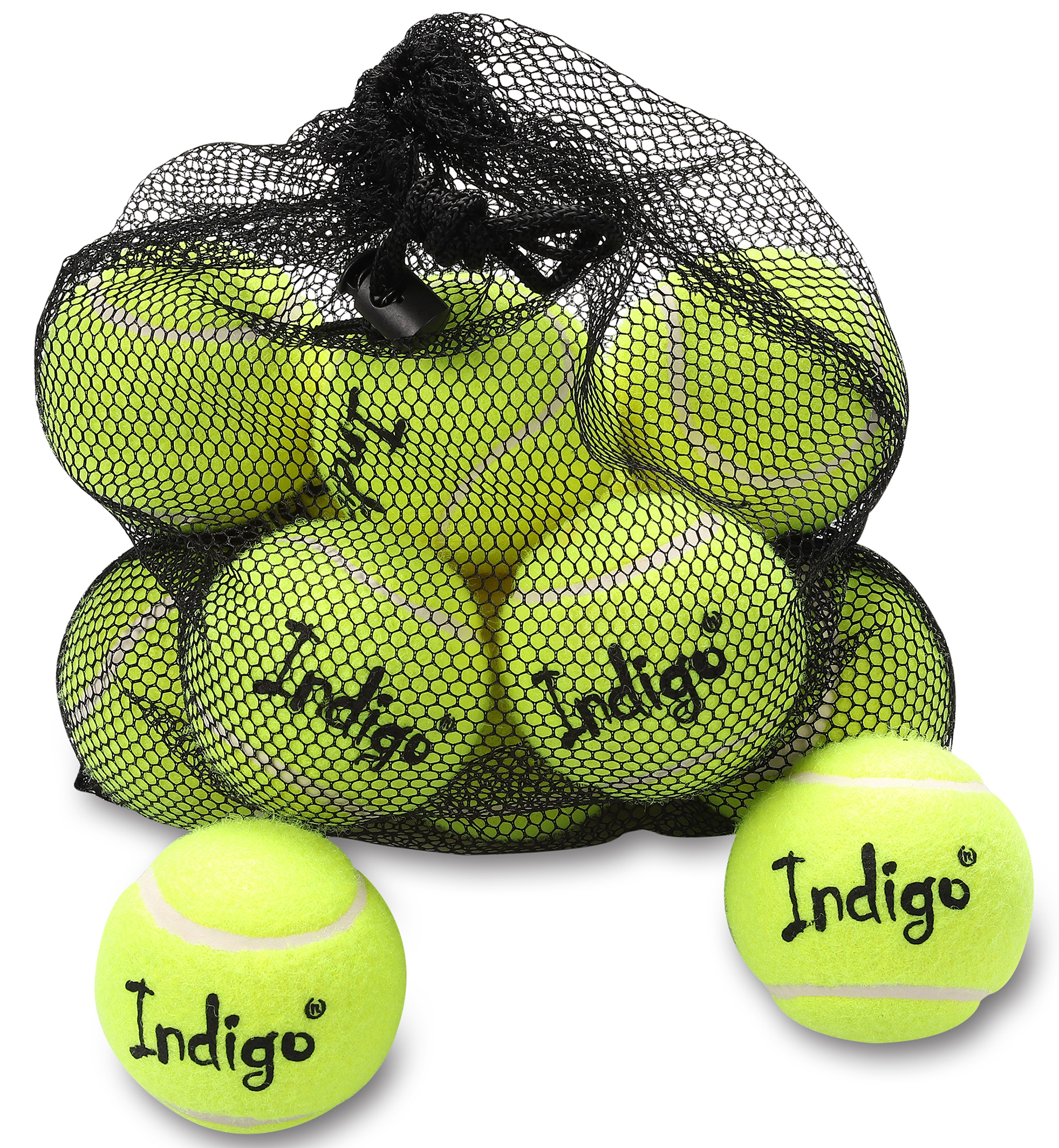 Мяч для большого тенниса INDIGO (12 шт в сетке) начальный уровень IN153 Желтый