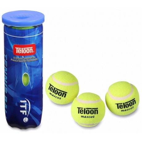 Мяч для большого тенниса TELOON (3 шт в тубе) тренировочный Класс В 616Т Р3 Желтый - фото 1