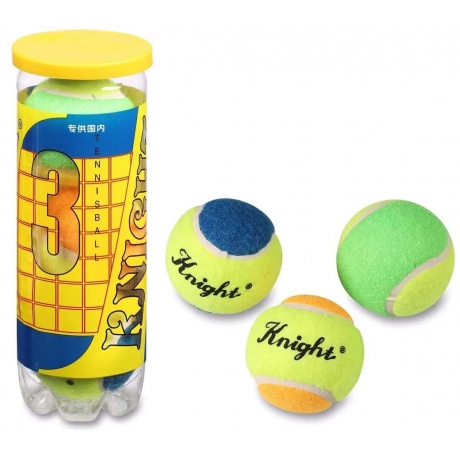 Мяч для большого тенниса KNIGHT (3 шт в тубе) тренировочный Класс В 803T P3 Желтый - фото 1