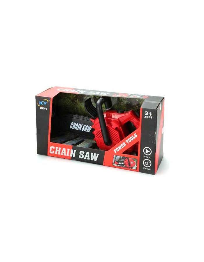 Пила CHAIN SAW на батарейках (звук)в коробке звук мотора, движение цепи KY1068-109 пила chain saw на батарейках звук в коробке