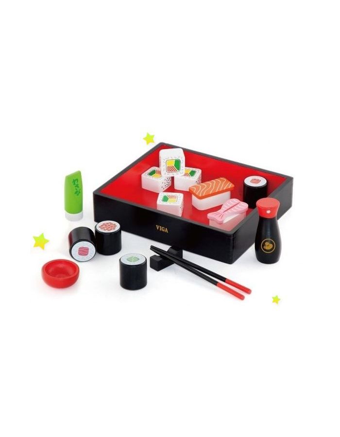 Набор суши коробке 50689 набор продуктов с посудой viga суши 50689 черный красный