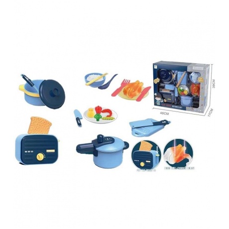 Набор Кухня голубой (20 предм.) с тостером в коробке