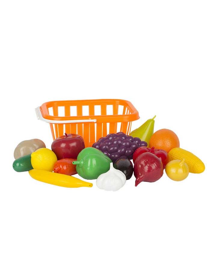 Игровой набор Фрукты и овощи (17 предметов) в корзине У758 игровой набор стром игровой набор стром фрукты и овощи в корзине у758 17 предметов оранжевый зеленый разноцветный