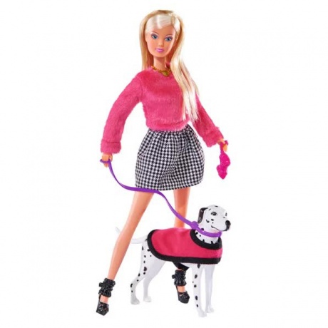 Кукла Штеффи на прогулке с далматинцем 29 см 5738053 - фото 1
