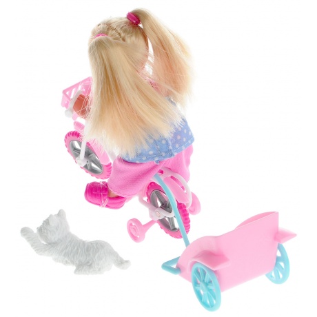 Кукла Еви на велосипеде с собачкой, 12 см. - фото 5