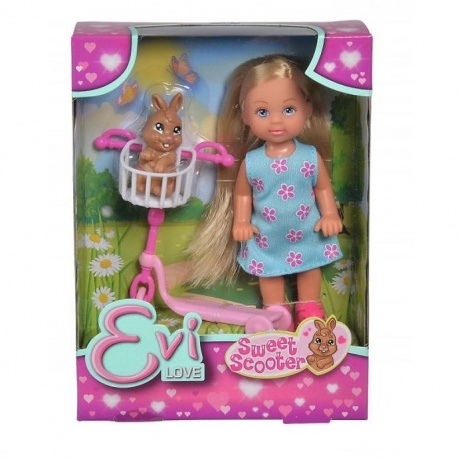 Кукла Еви на самокате с кроликом, 12см - фото 3