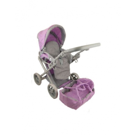 Коляска для кукол сиренево-серая,в коробке,материал:лен съемн.люлька,регулир.ручка,корзина,ДШВ 62*36*66,5 см MELOBO 9346/цвет №1